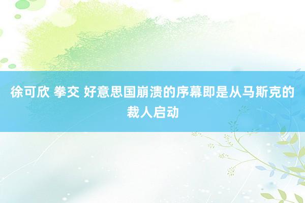 徐可欣 拳交 好意思国崩溃的序幕即是从马斯克的裁人启动