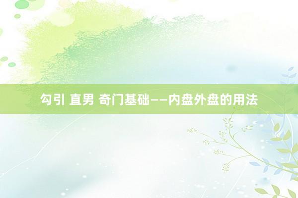 勾引 直男 奇门基础——内盘外盘的用法