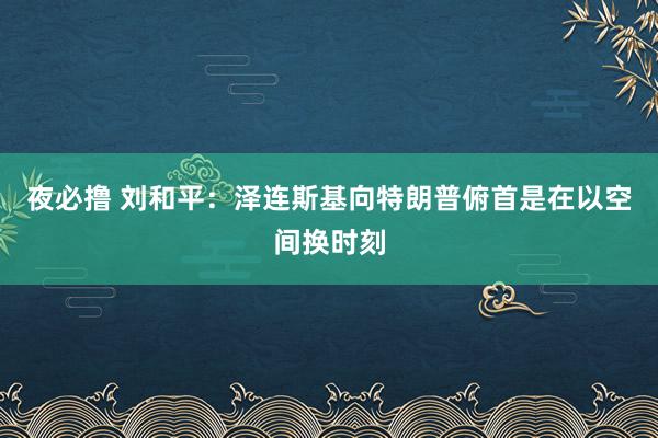 夜必撸 刘和平：泽连斯基向特朗普俯首是在以空间换时刻